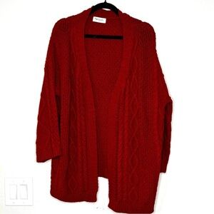 Impressions Open Front Cable Knit Cardigan Rust Color Size M/L
